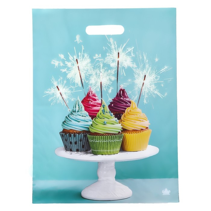 Пакет Пакет "Кексики", полиэтиленовый с вырубной ручкой, 45 х 34 см, 30 мкм набор 5 штук