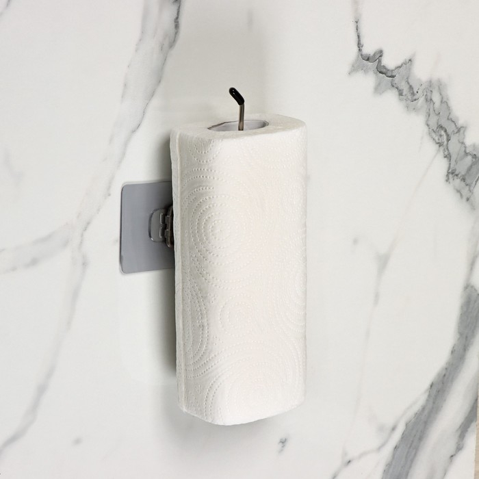 Держатель для бумажных полотенец настенный Доляна, 27×7×7 см, на липучке, цвет хром Держатель для бумажных полотенец настенный Доляна, 27×7×7 см, на липучке, цвет хром