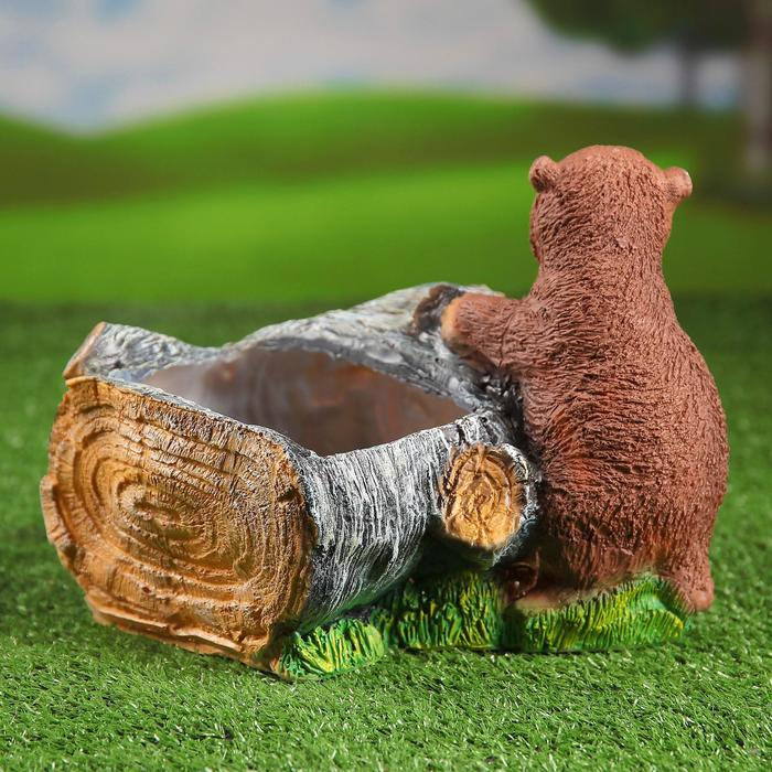 Фигурное кашпо Фигурное кашпо "Береза с мишкой" Н-22см, D-14см