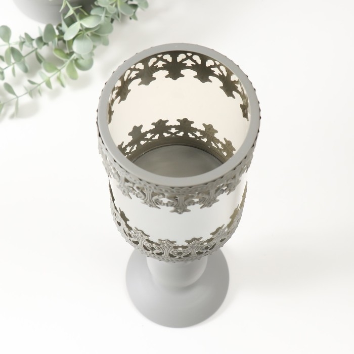 Подсвечник металл на 1 свечу d=10 см Подсвечник металл на 1 свечу d=10 см "Мортен" серый 11х11х36,5 см