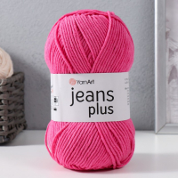 Пряжа "Jeans plus" 55% хлопок, 45% акрил 160м/100гр (42 малиновый)