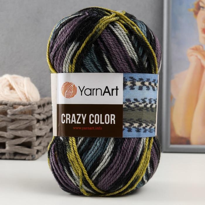 Пряжа  Пряжа "Crazy color" 25% шерсть, 75% акрил 260м/100гр (170)