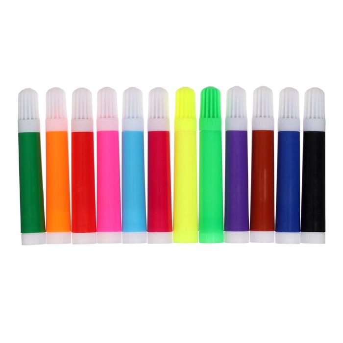 Фломастеры, 12 цветов, Jambo, толстые, вентилируемый колпачок Фломастеры, 12 цветов, Jambo, толстые, вентилируемый колпачок