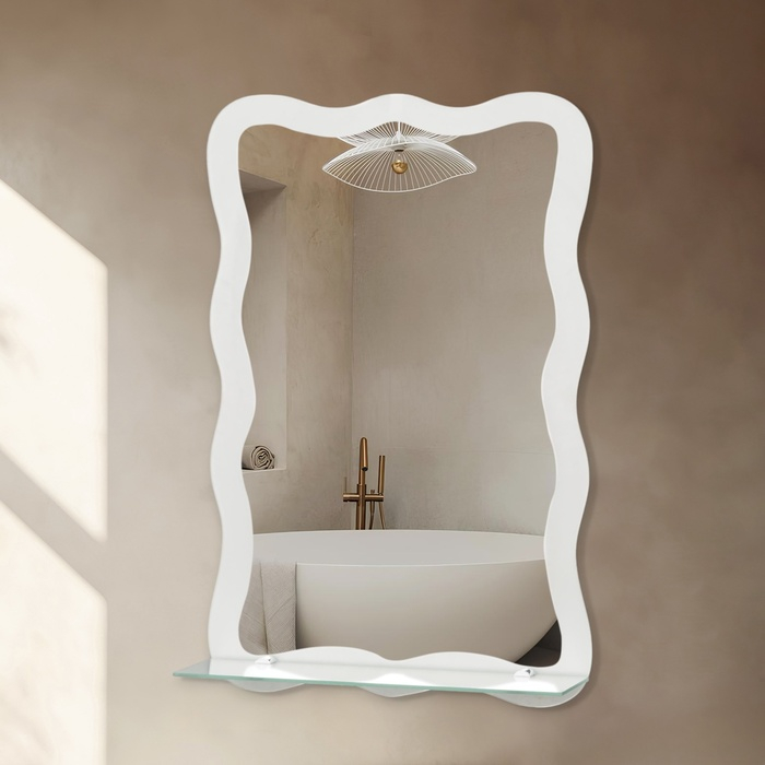 Зеркало «Облако», с пескоструйной графикой, настенное, с полочкой, 40,5×60 см Зеркало «Облако», с пескоструйной графикой, настенное, с полочкой, 40,5×60 см