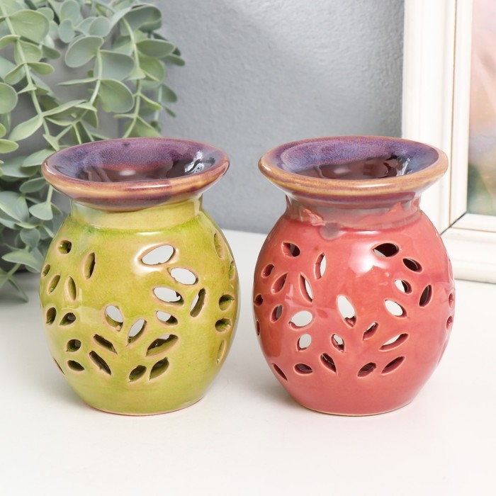 Аромалампа керамика Аромалампа керамика "Цветочный узор" МИКС 10,5х7,5х7,5 см