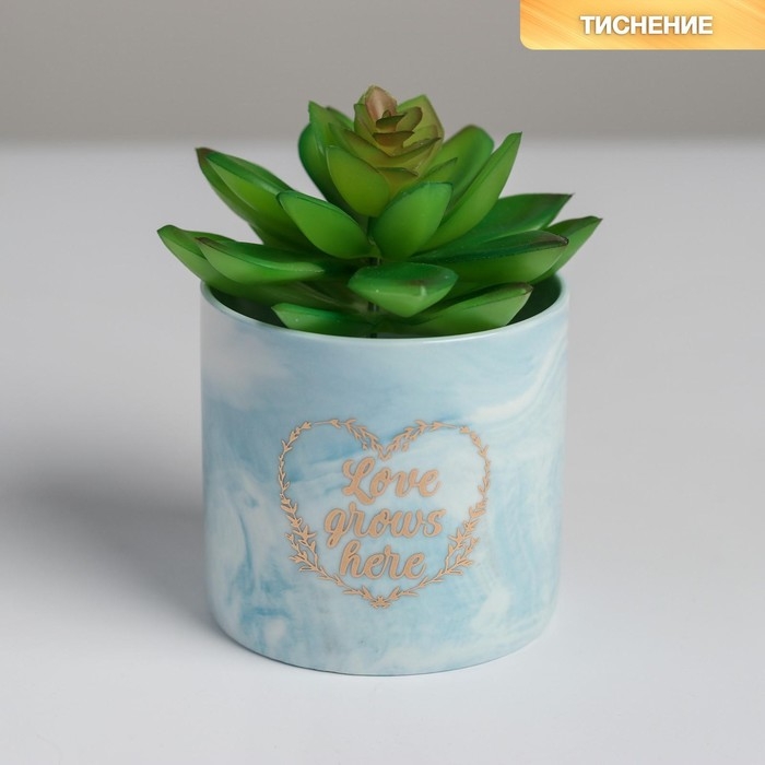 Горшок для цветов керамический с тиснением, кашпо «Расти», 8 х 7,5 см Горшок для цветов керамический с тиснением, кашпо «Расти», 8 х 7,5 см