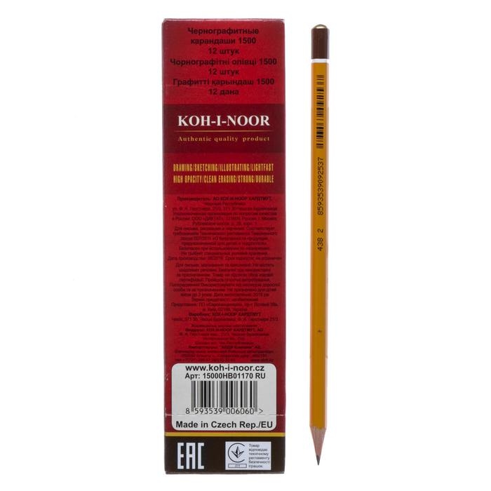 Карандаш чернографитный 2.0 мм, Koh-I-Noor 1500 HB, профессиональный, L=175 мм Карандаш чернографитный 2.0 мм, Koh-I-Noor 1500 HB, профессиональный, L=175 мм