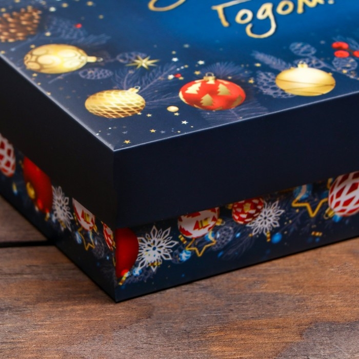 Новый год. Коробка подарочная новогодняя складная, крышка-дно, Новый год. Коробка подарочная новогодняя складная, крышка-дно, "Елочные игрушки", 21 х 15 х 5,7 см