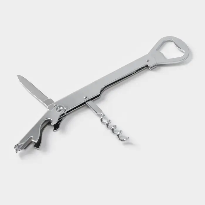 Штопор-открывашка Доляна &laquo;Универсальная&raquo;, h=14 см, серебристый