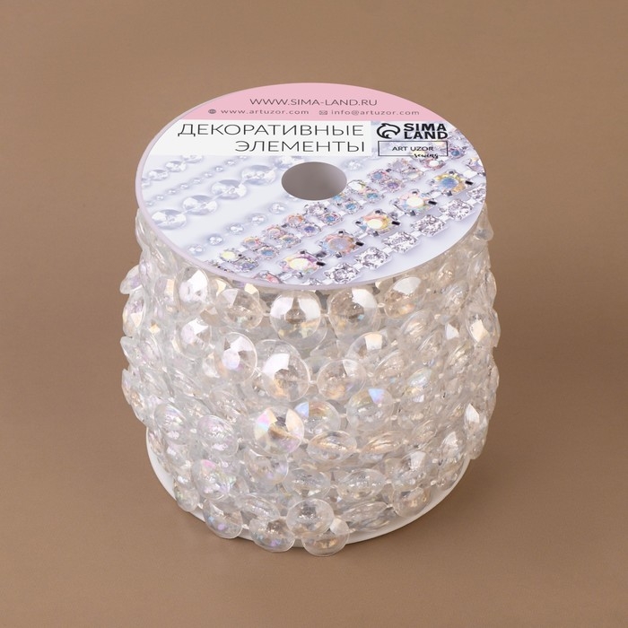 Бусы на нитях, с голографией, 10 мм, 9 ± 1 м, цвет прозрачный Бусы на нитях, с голографией, 10 мм, 9 ± 1 м, цвет прозрачный