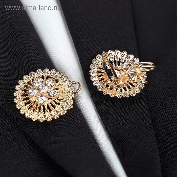 Зажим для кардигана «Круги», цвет белый в золоте Зажим для кардигана «Круги», цвет белый в золоте