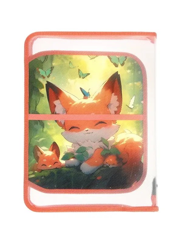 Папка для труда А4 &laquo;Лисята в лесу&raquo;, молния вокруг/откидная планка