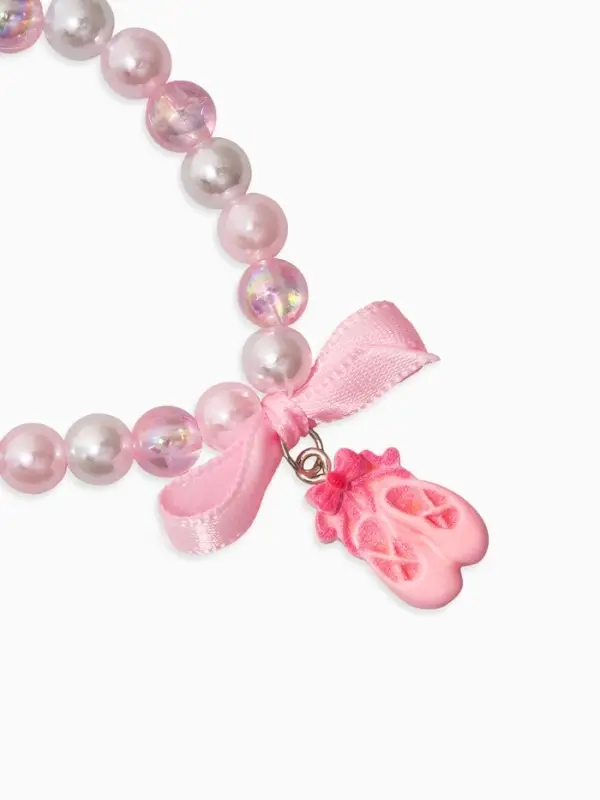 Браслет детский Браслет детский "Выбражулька" пуанты, бант, жемчуг, цвет бело-розовый