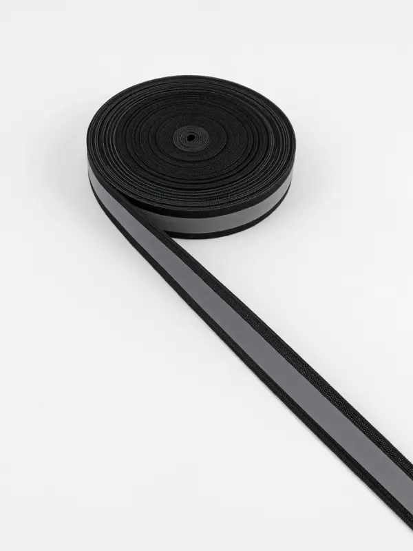 Светоотражающая лента-резинка, 20 мм, 10 &plusmn; 1 м, цвет чёрный