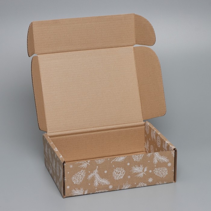 Коробка новогодняя складная «Шишки», бурый, 27 х 21 х 9 см, Новый год Коробка новогодняя складная «Шишки», бурый, 27 х 21 х 9 см, Новый год