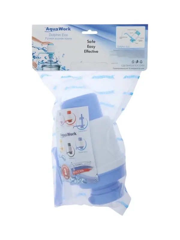 Помпа для воды &laquo;Дельфин&raquo; Эко, механическая, под бутыль от 11 до 19 л, голубая