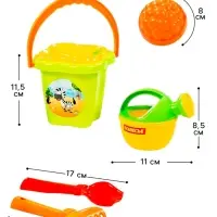Набор игрушек для песочницы, 8 предметов: ведро, ситечко, совок, грабельки, лейка, формочки, МИКС