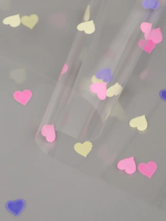 Пленка для цветов "Сердечки конфетти", микс, 0,7 х 7,6 м, 40 мкм, 200 гр