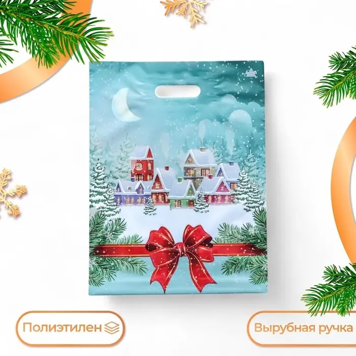 Пакет «Снежный город», полиэтиленовый с вырубной ручкой, 40×31 см Пакет «Снежный город», полиэтиленовый с вырубной ручкой, 40×31 см