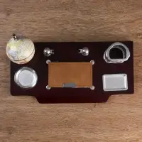 Набор настольный, органайзер 7 в 1, часы, лок для бумаги, визитница, глобус, подставка для печати, карандашница, 40&times;20&times;17, МИКС