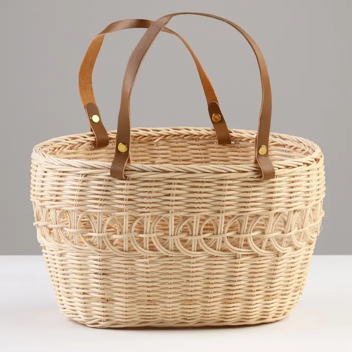 Корзина плетеная, 27 x 19 x 15/31 см, бежевая, ротанг