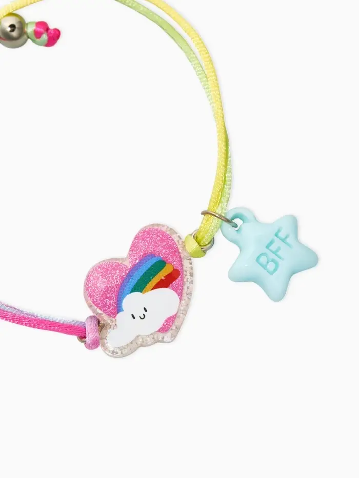 Браслеты детские парные "Выбражулька" неразлучники, единорог, звезды, разноцветный