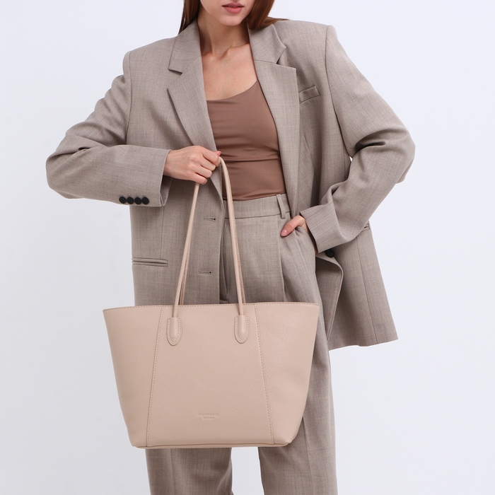 Сумка-шопер женская на молнии, цвет бежевый