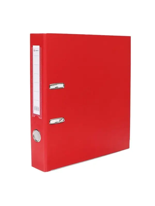 Папка-регистратор А4, 50 мм, ПВХ, тиснение &laquo;лен&raquo;, металлическая окантовка, карман на корешок, собранная, красная
