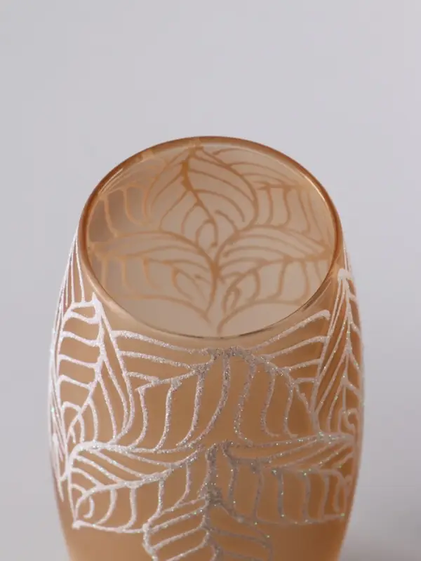 Ваза &laquo;Кармен&raquo; листья, овал, h=26 см, стекло, пудра