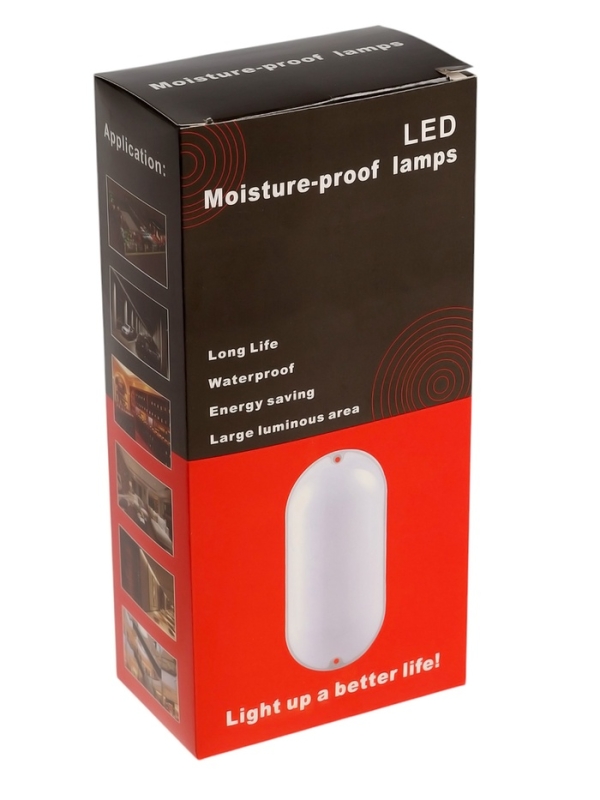 Светильник светодиодный, 18 Вт, IP54, 6500К, 220 В, овал, белый