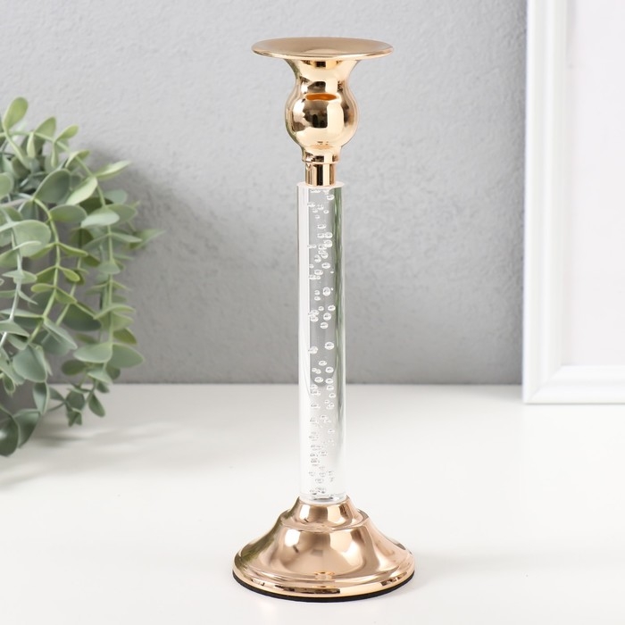 Подсвечник металл, акрил на 1 свечу Подсвечник металл, акрил на 1 свечу "Аква" d=2-6 см золото 8х8х23 см