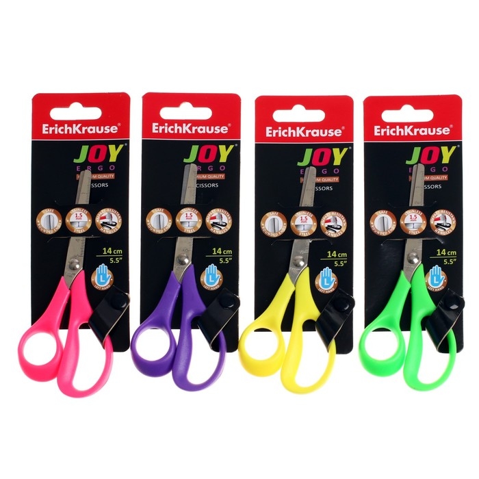 Ножницы детские для левшей 14 см, ErichKrause Joy Ergo, с закруглёнными концами лезвий и линейкой, МИКС Ножницы детские для левшей 14 см, ErichKrause Joy Ergo, с закруглёнными концами лезвий и линейкой, МИКС