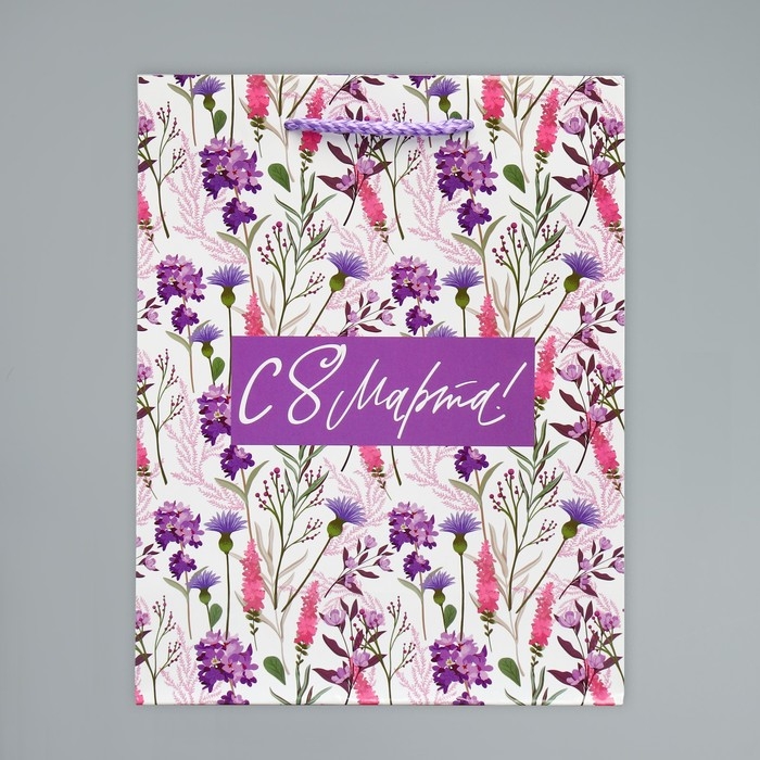 Пакет подарочный ламинированный, упаковка, «С 8 марта!», MS 18 х 23 х 8 см Пакет подарочный ламинированный, упаковка, «С 8 марта!», MS 18 х 23 х 8 см