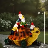 Садовая фигура из полистоуна &laquo;Черепаха с гномами&raquo;, 18&times;11&times;14 см, Greengo
