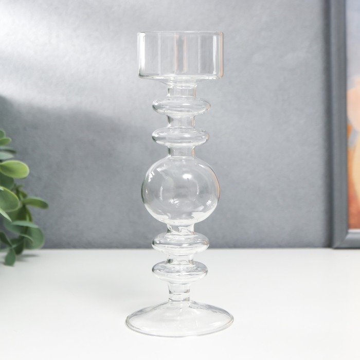 Подсвечник стекло на 1 свечу "Классика. Шар" прозрачный 15,5х6х6 см