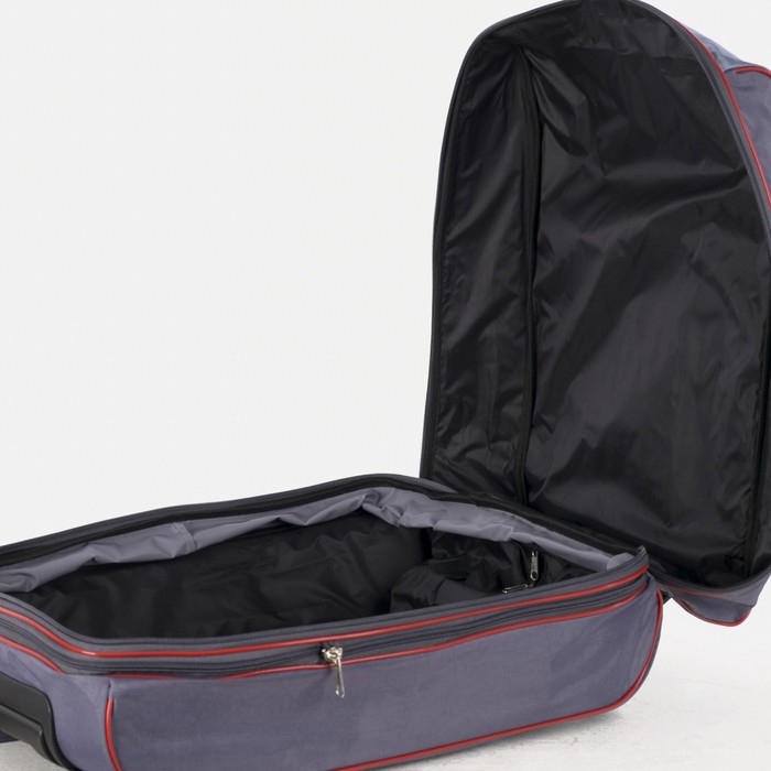 Чемодан малый 20" с сумкой, отдел на молнии, наружный карман, цвет серый