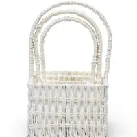 Набор корзин 3 шт пластик 25х16х11 22х13х9 19х10х7,5 см ручка h=10 см белый квадрат