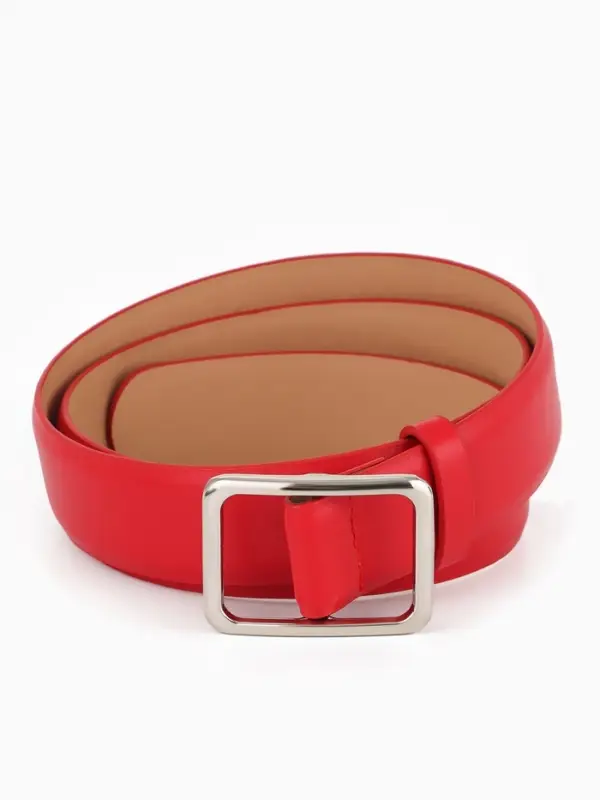 Ремень женский, 3.5&times;110 см, пряжка матовая, затяжка, красный