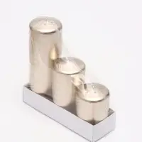 Свеча столбик 5&times;7.5, 10, 15 см, набор 3 шт., пудровый металлик
