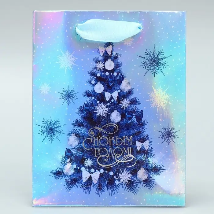 Пакет подарочный новогодний ламинированный «Счастья в Новом году», S 12 х 15 х 5.5 см