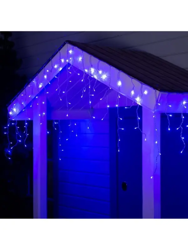 Гирлянда &laquo;Бахрома&raquo; 4&times;0.6 м, IP44, прозрачная нить, 180 LED, свечение синее, 8 режимов, 220 В