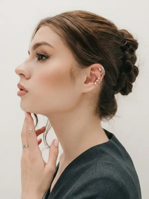 Серьги каффы &laquo;Классика&raquo;, набор 3 шт. цвет серебро