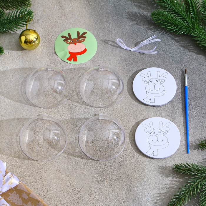 Ёлочное украшение под раскраску «Олень» размер: 8 см; 2 шт., кисть Ёлочное украшение под раскраску «Олень» размер: 8 см; 2 шт., кисть