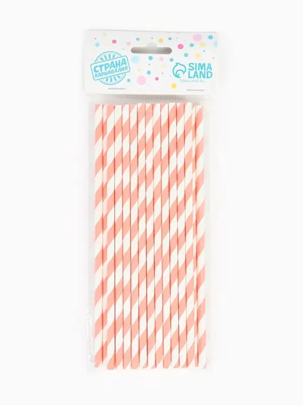 Трубочка для коктейля &laquo;Спираль&raquo;, набор 25 шт., бело-розовая