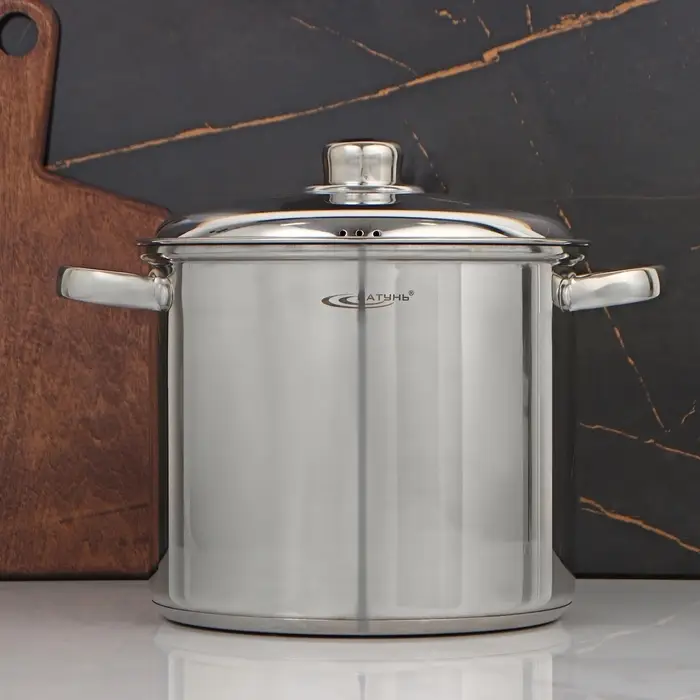 Кастрюля Катунь &laquo;Гретта&raquo;, 7.3 л, d=22 см, с крышкой, капсульное дно, индукция, нержавеющая сталь, AISI - 201, хромированная