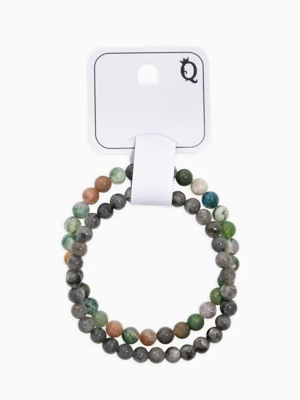 Набор браслетов из бусин &laquo;Лабрадор и Яшма&raquo;, 2 шт. шар №6