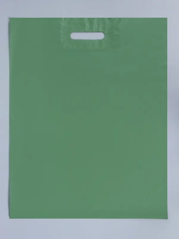 Пакет полиэтиленовый с вырубной ручкой, оливковый 40х50 см, 60 мкм