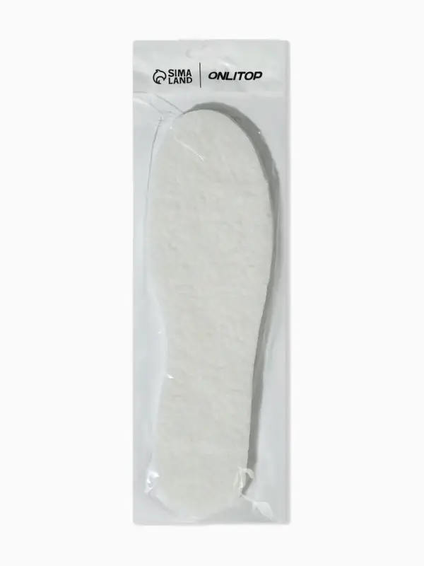 Стельки для обуви, утёпленные, двухслойные, универсальные, р-р RU до 46 (р-р Пр-ля до 46), 29 см, пара, белые