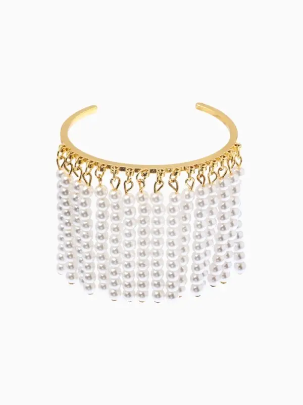 Браслет жемчужный "Кольцо", цвет белый в золоте, бусина 6