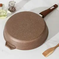 Сковорода Мечта &laquo;Гранит Brown&raquo;, d=30 см, стеклянная крышка, съёмная ручка, антипригарное покрытие, литой алюминий, коричневая